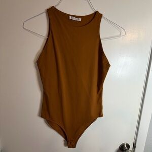 ReoRia Burnt Orange Brown Women's High Neck Halter Bodysuit Size Small 🧡